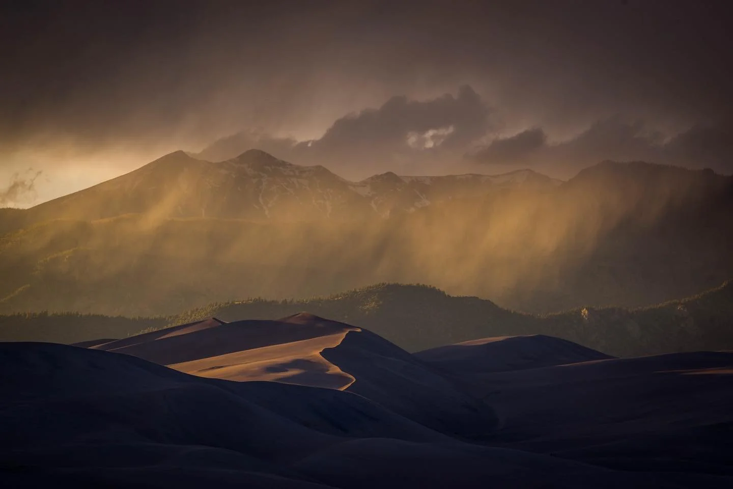 Great Sand Dunes with mystical clouds