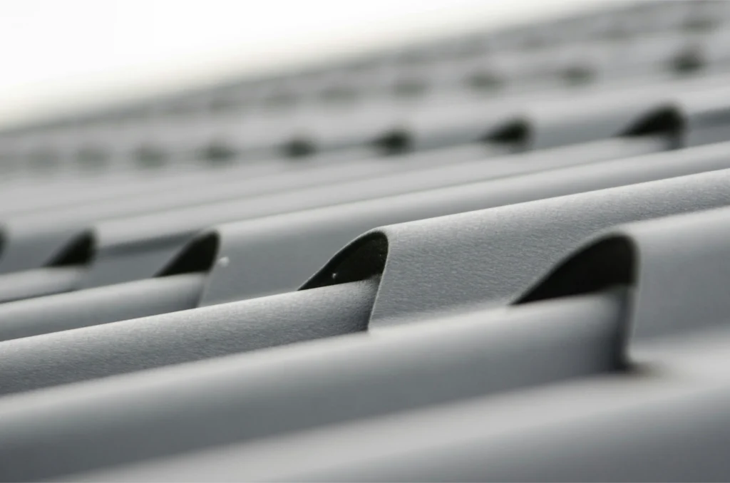 Closeup shot of a metal roof.