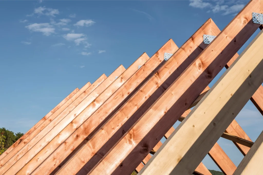 Roof installation in daylight