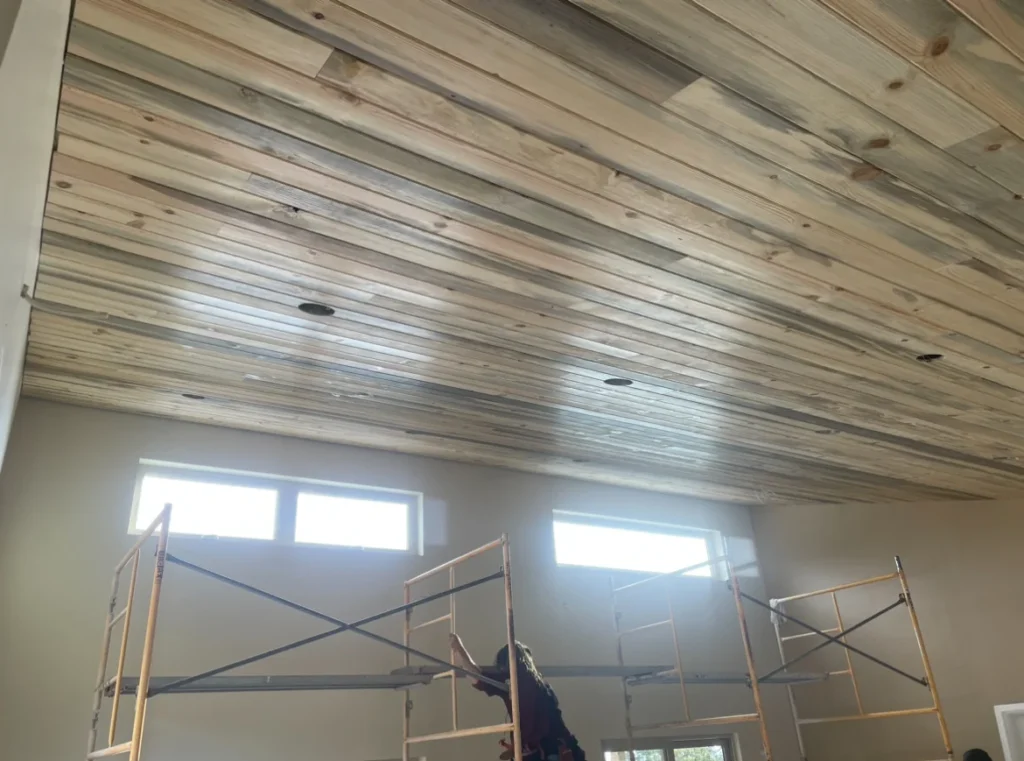 Ceiling installation in progress