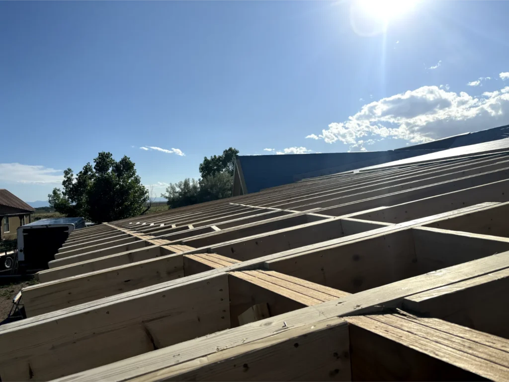 A roofing installation in progress