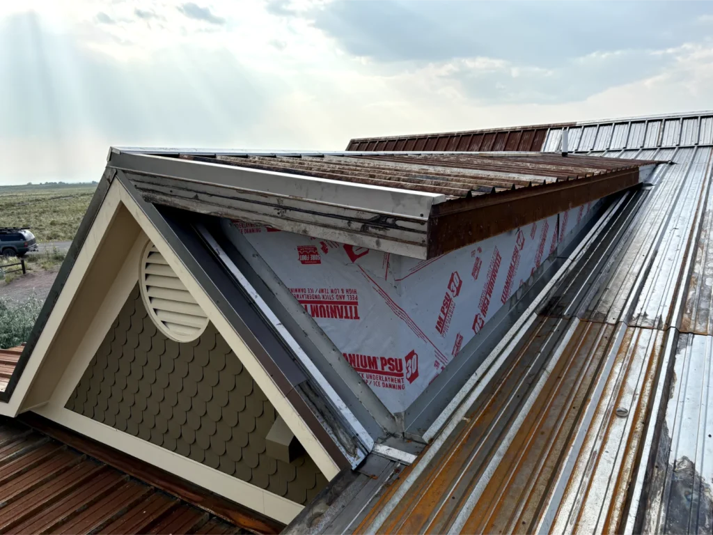 A roof with rusted aesthetic being installed