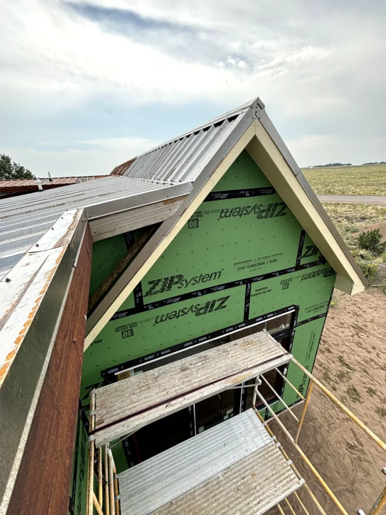 A roof with rusted aesthetic being installed